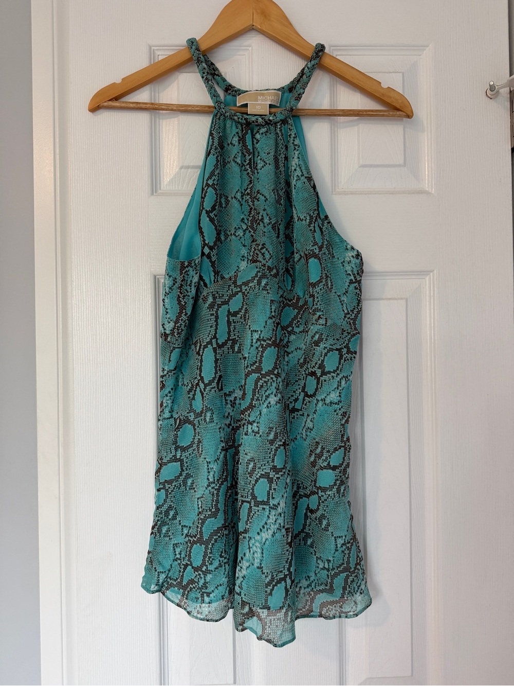 Michael Kors Teal Snake Print Halter Top
